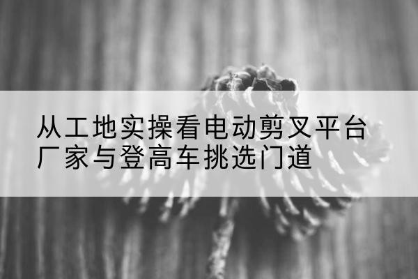 平阳电动剪叉升降平台厂家-从工地实操看电动剪叉平台厂家与登高车挑选门道